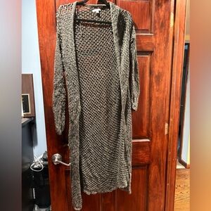 American Eagle Outfitters Green Long Open-Knit Cardigan